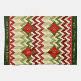 Zigzag Kerstmis (Monogrammed) Theedoek