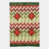 Zigzag Kerstmis (Monogrammed) Theedoek (Verticaal)