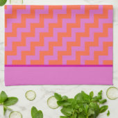Zigzag Kitchen Towel, Magenta en Oranje Tsjetsjene Theedoek (Gevouwen)