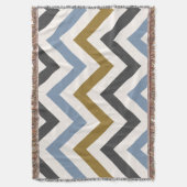 Zigzag Large Pattern Gold Grey & Blue op Cream Deken (Voorkant Verticaal)