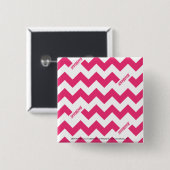 ZigZag Magenta Vierkante Button 5,1 Cm (Voorkant /achterkant)