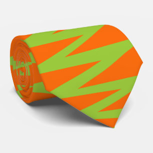 Zigzag - Martian Green en Oranje FF6600 Stropdas