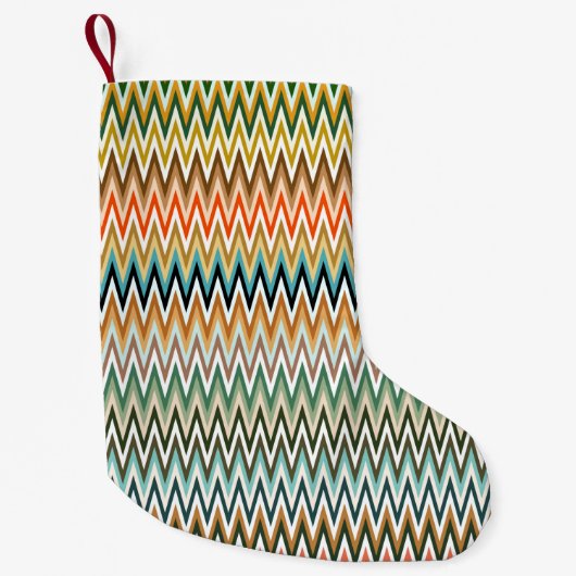 Zigzag Meerkleurig Patroon Kleine Kerstsok (Voorkant)