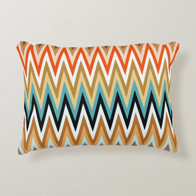 Zigzag Multicolor Pattern Accent Kussen (Voorkant)