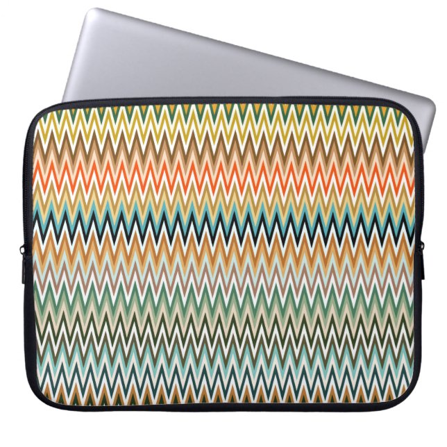 Zigzag Multicolored Pattern Laptop Sleeve (Voorkant)