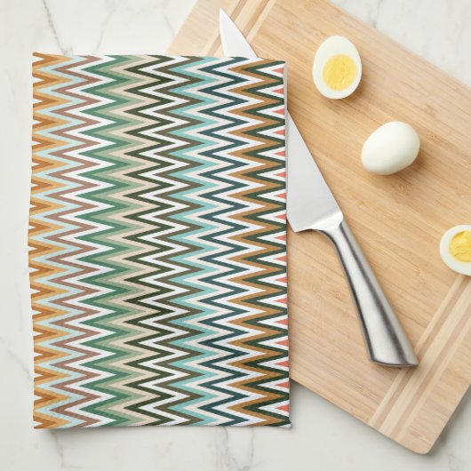 Zigzag Multicolored Pattern Theedoek (Quarter Fold)