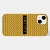 Zigzag Mustard Gold Pattern, gepersonaliseerd Case-Mate iPhone Case (Achterkant (horizontaal))