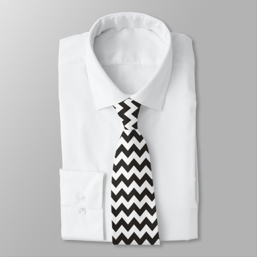 Zigzag Necktie met zwarte en witte doeken Stropdas (Gebonden)