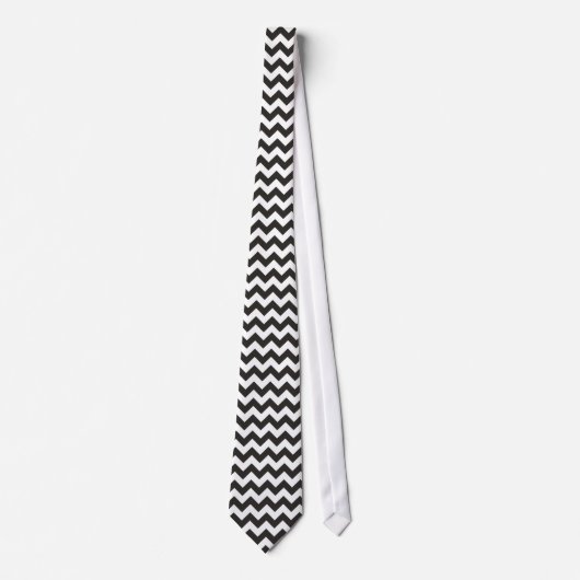 Zigzag Necktie met zwarte en witte doeken Stropdas (Voorkant)