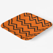 Zigzag oranje en zwart papieren bordje (Gebogen)