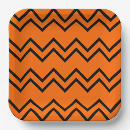 Zigzag oranje en zwart papieren bordje