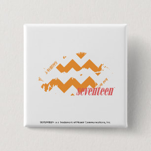 ZigZag Oranje Vierkante Button 5,1 Cm