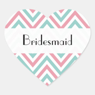 Zigzag Patroon, Chevron, Blauw, Roze, Trouwen Hart Sticker
