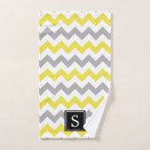 Zigzag patroon, Chevron, Geel, Grijs, Monogram Bad Handdoek (Handdoek)
