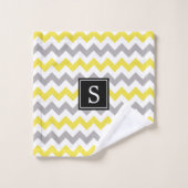 Zigzag patroon, Chevron, Geel, Grijs, Monogram Bad Handdoek (Wasdoekje)