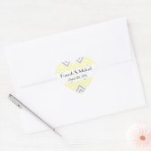 Zigzag Patroon, Chevron, Geel, Grijs, Trouwen Hart Sticker (Envelop)