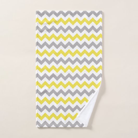 Zigzag Patroon, Chevron Pattern, Geel, Grijs Bad Handdoek (Handdoek)