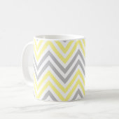Zigzag Patroon, Chevron Pattern, Geel, Grijs Koffiemok (Voorkant links)