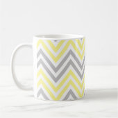 Zigzag Patroon, Chevron Pattern, Geel, Grijs Koffiemok (Links)
