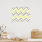 Zigzag Patroon, Chevron Pattern, Geel, Grijs Poster (Keuken)