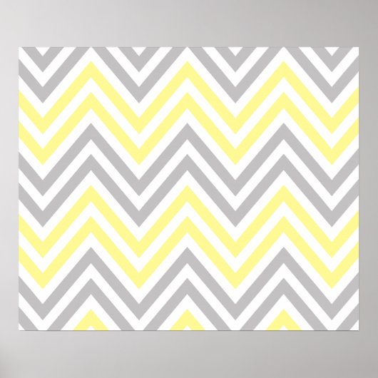 Zigzag Patroon, Chevron Pattern, Geel, Grijs Poster (Voorkant)