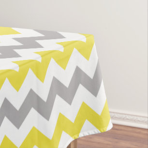 Zigzag Patroon, Chevron Pattern, Geel, Grijs Tafelkleed