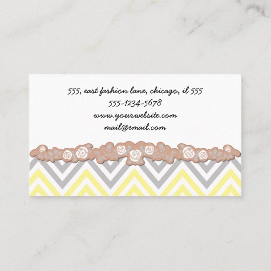 Zigzag Patroon, Chevron Pattern, Geel, Grijs Visitekaartje (Achterkant)