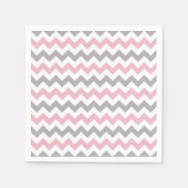 Zigzag Patroon, Chevron Pattern, Roze, grijs Servet (Voorkant)