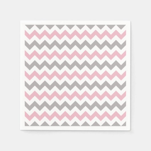 Zigzag Patroon, Chevron Pattern, Roze, grijs Servet (Voorkant)