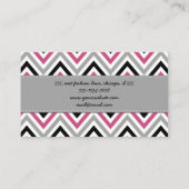 Zigzag Patroon, Chevron Pattern, Roze, Grijs, Zwar Visitekaartje (Achterkant)