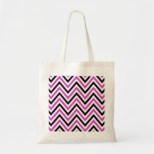 Zigzag Patroon, Chevron Pattern, Roze, Zwart Tote Bag (Voorkant)