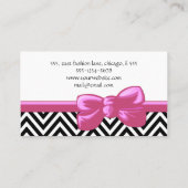 Zigzag Patroon, Chevron Pattern, Roze, Zwart Visitekaartje (Achterkant)