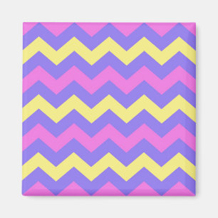 Zigzag-patroon (geel, parezen en roze) magneet