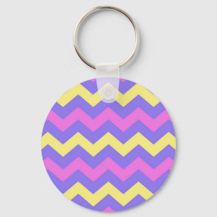 Zigzag-patroon (geel, parezen en roze) sleutelhanger