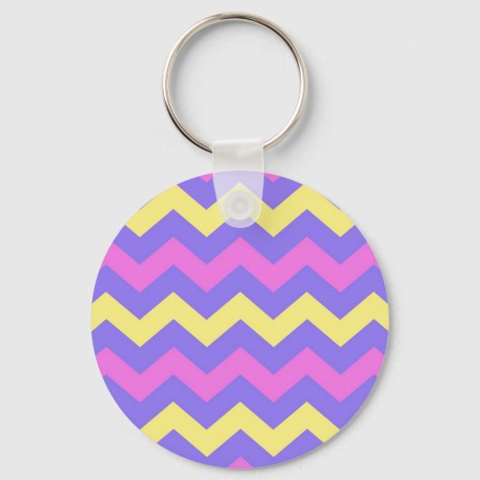 Zigzag-patroon (geel, parezen en roze) sleutelhanger (Voorkant)