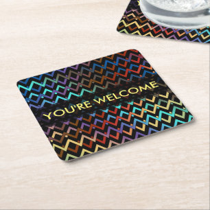 ZIGZAG patroon - gekleurd + jouw tekst Kartonnen Onderzetters