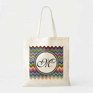 ZIGZAG patroon - gekleurd + uw monogram Tote Bag