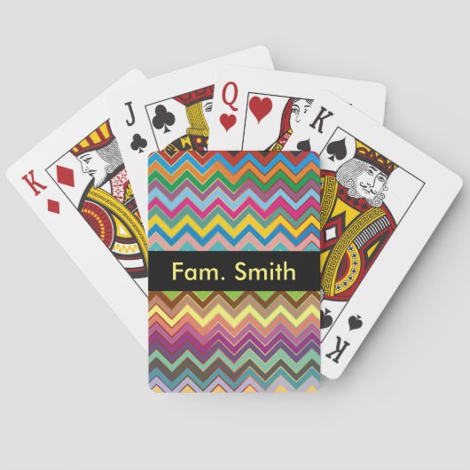 ZIGZAG patroon - gekleurd + uw tekst Pokerkaarten (Achterkant)