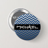 ZIGZAG patroon - grijze gradiënten + uw rug. Ronde Button 5,7 Cm (Voorkant /achterkant)