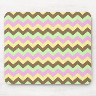Zigzag patroon (groen, roze, geel en bruin) muismat