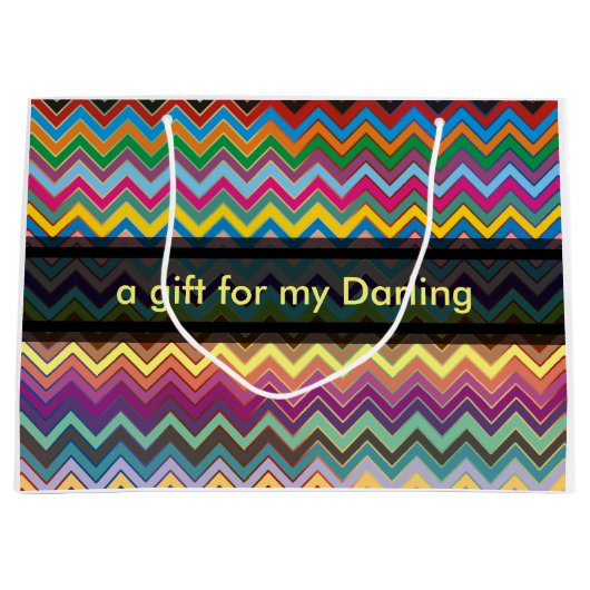 ZIGZAG patroon - kleur + uw ideeën Large Cadeautasje (Voorkant)