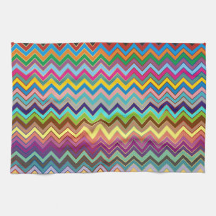 ZIGZAG patroon - kleur + uw ideeën Theedoek