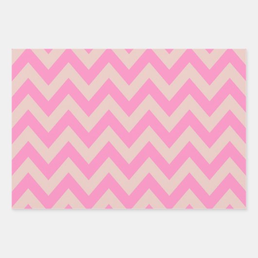 Zigzag Patroon Perzik en Roze Chevron Inpakpapier Vel (Voorkant 2)