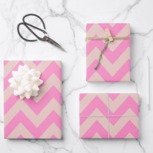 Zigzag Patroon Perzik en Roze Chevron Inpakpapier Vel