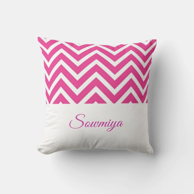  zigzag patroon roze en wit kussen (Voorkant)