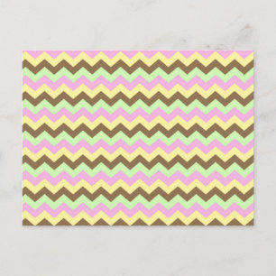 Zigzag patroon (roze, groen, geel en bruin) briefkaart