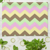 Zigzag patroon (roze, groen, geel en bruin) theedoek (Gevouwen)