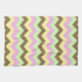 Zigzag patroon (roze, groen, geel en bruin) theedoek (Horizontaal)