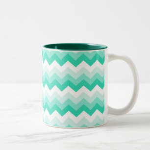 Zigzag patroon (Turquoise, groen) Tweekleurige Koffiemok