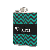 ZIGZAG-patroon - zwart + achtergrond en naam Heupfles (Links)